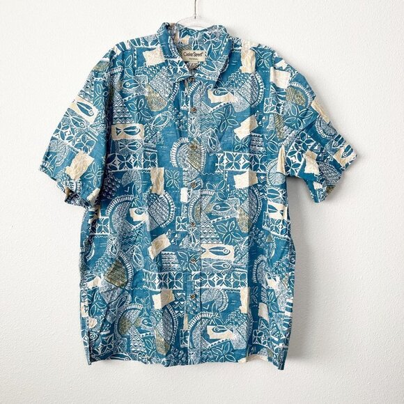 Cooke Street Honolulu 2XL Fish Short Sleeve Hawaiian Aloha Button Front Shirt - Picture 1 of 5
